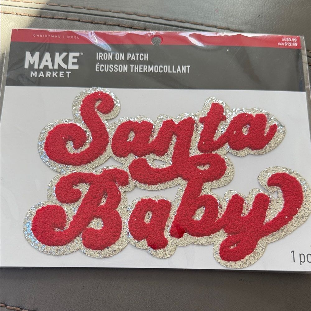 Santa Baby Iron on Patch - Red and Silver